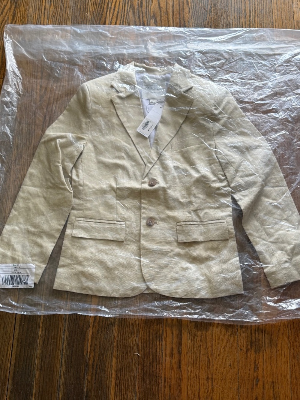 JANIE AND JACK BOY LIGHT KHAKI LINEN COTTON BLAZER SIZE 8